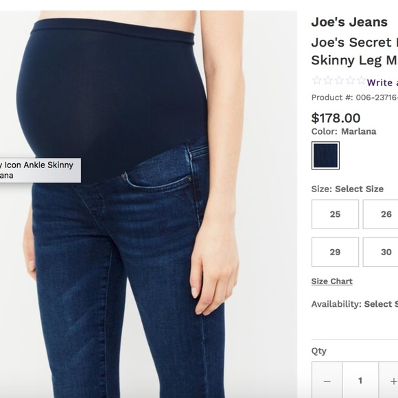 Joes The Icon Maternity Jeans Size 25 